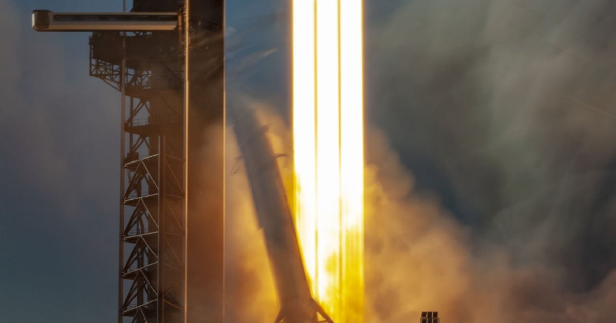 A rocket lifting off