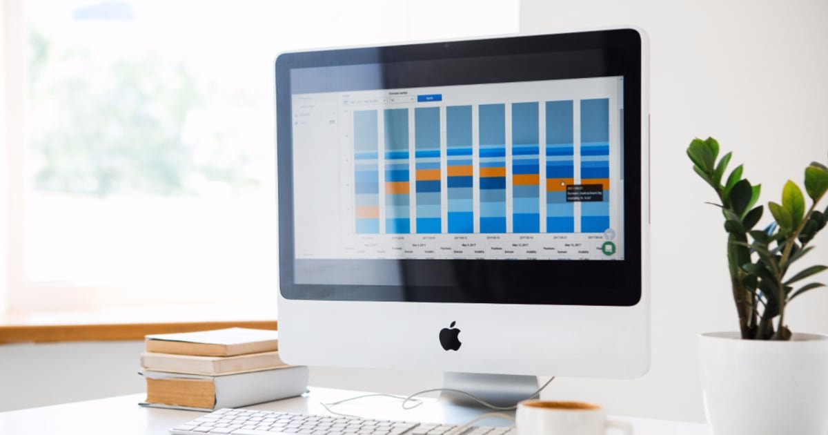 Analytics and search metrics on a screen