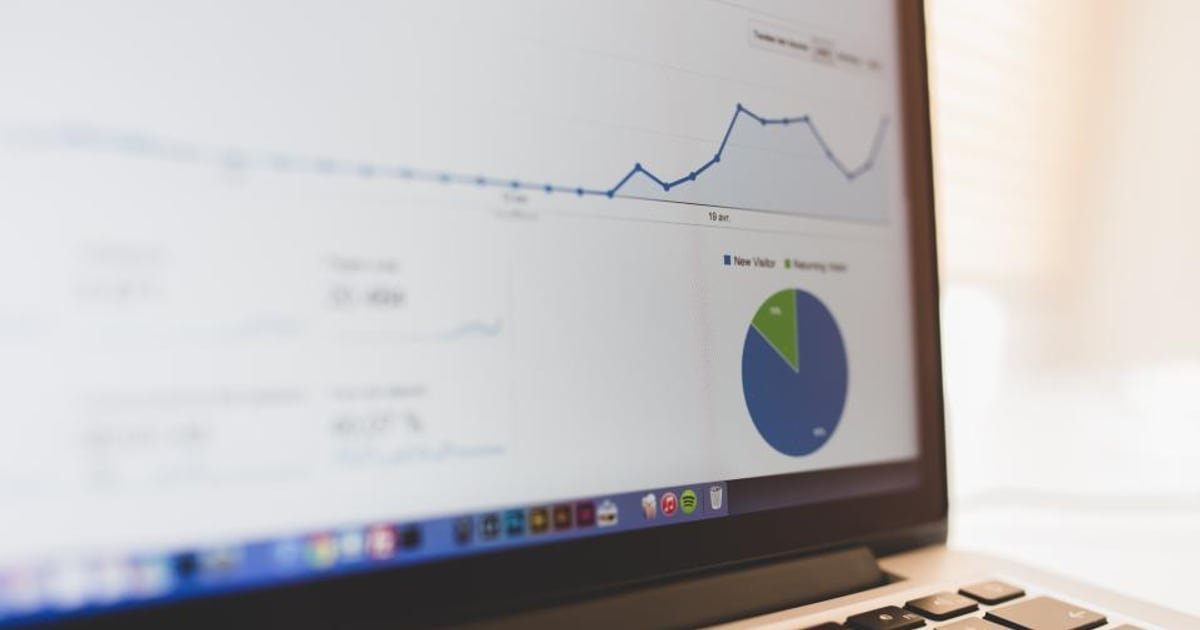 An analytics dashboard on a screen