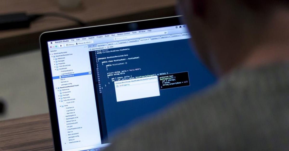 Code on a screen in low light