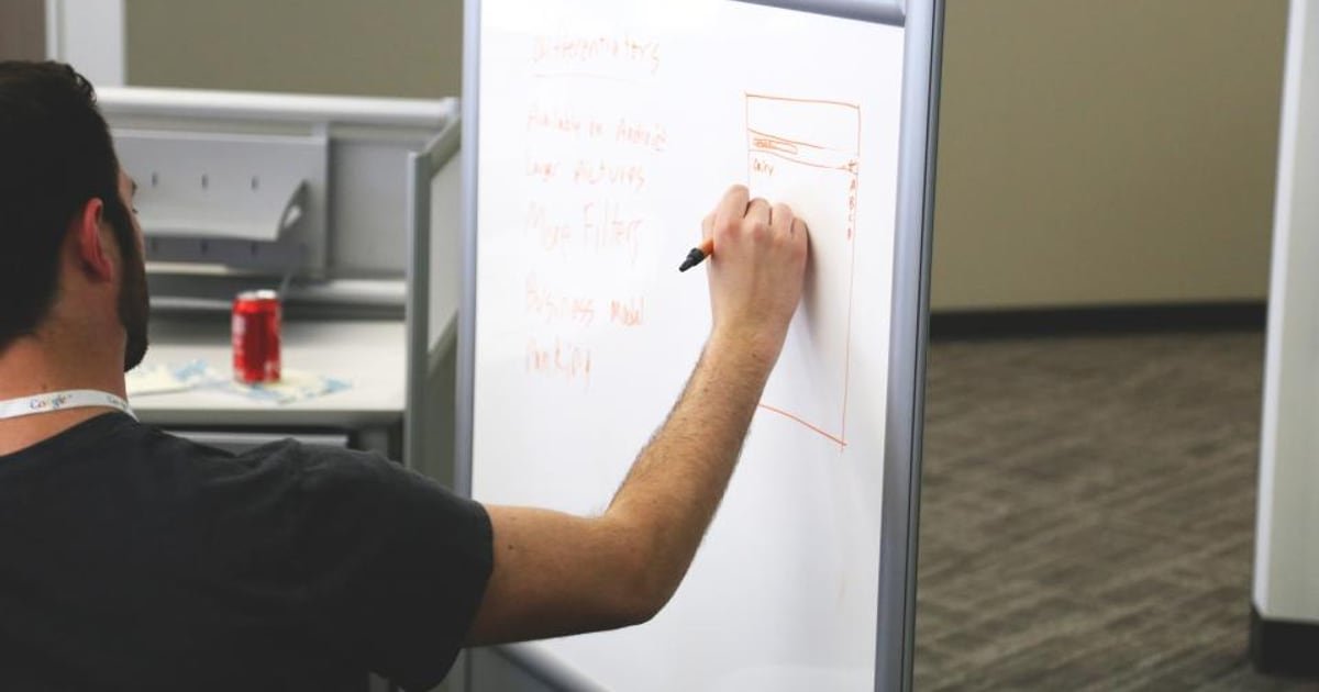 A whiteboard with a two-day sprint plan and a playable prototype on a phone