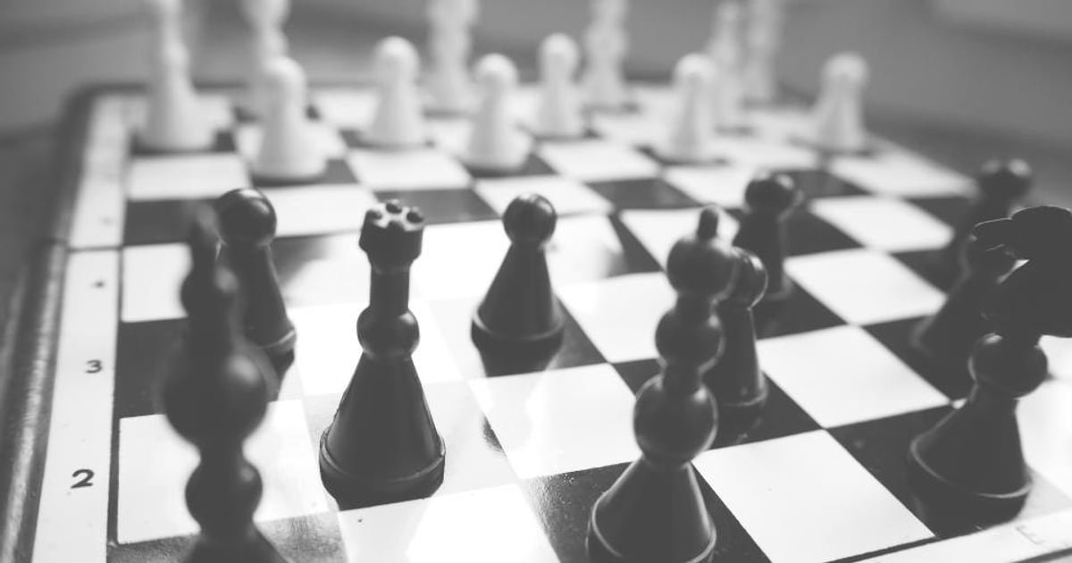 A board game in monochrome