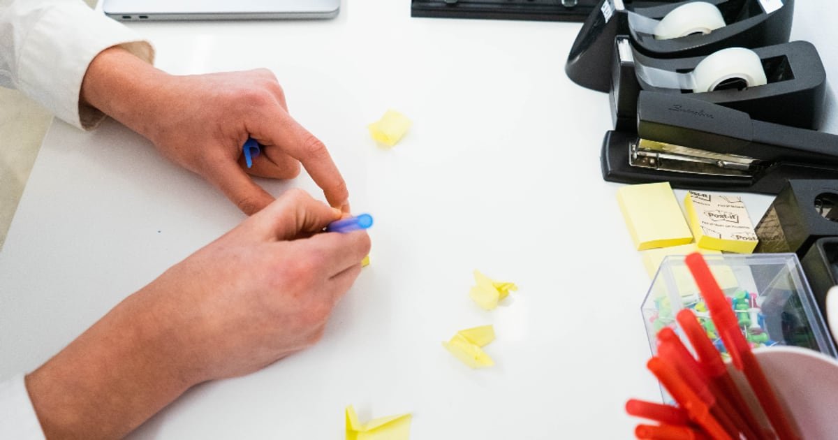 Sticky notes on a planning board